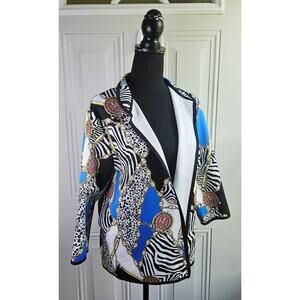 Koret Animal Print Open Front Blazer Size Large Dressy Special Occasion Classic